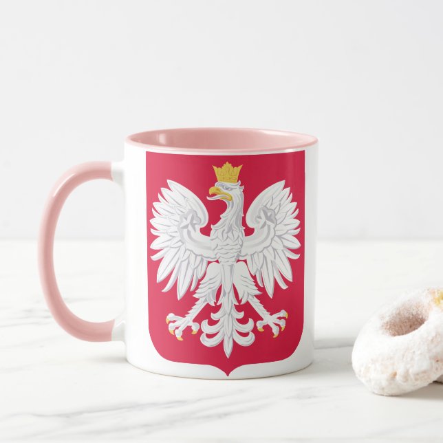 Caneca Emblem polonês - Polônia Shield - Polska Herb Pols (Com Donut)