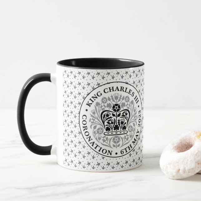 Caneca Emblema da coroação do rei Carlos III (Com Donut)