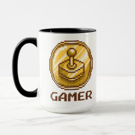 Caneca Emblema de Controle de Gamer Pixel - Jogos Retrô