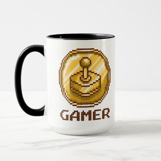 Caneca Emblema de Controle de Gamer Pixel - Jogos Retrô (Esquerda)