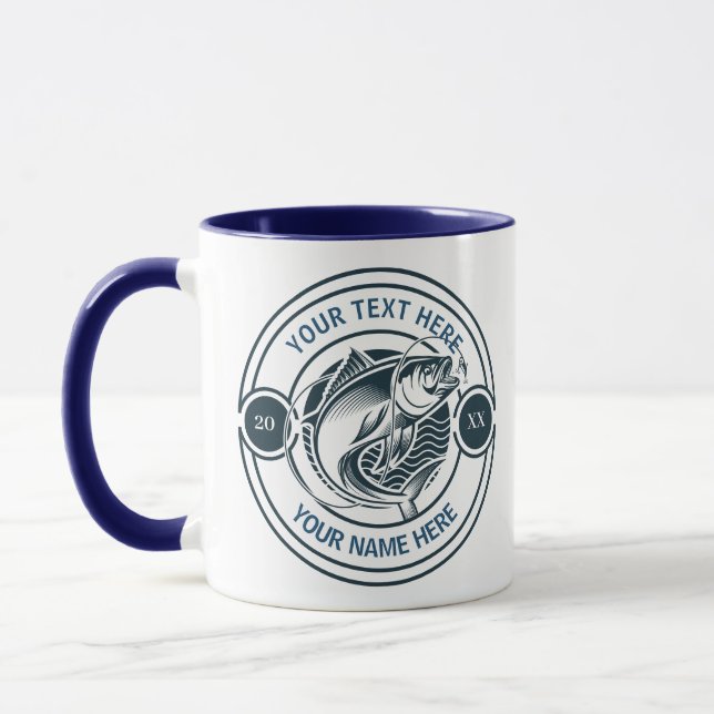 Caneca Emblema de Pesca com Nome Personalizado Dia dos Pa (Esquerda)