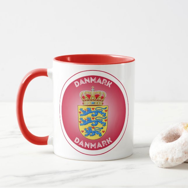 Caneca Emblema do Patrimônio da Dinamarca (Com Donut)