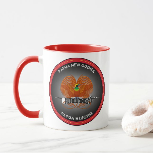 Caneca Emblema do Patrimônio da Papua-Nova Guiné (Com Donut)