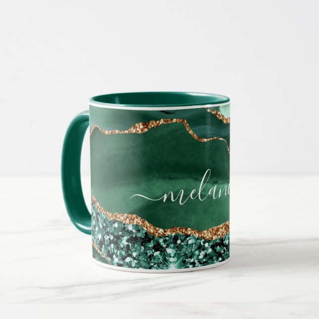 Caneca Emerald Green - Dourado Marble Marble Custom Mug (Frente Esquerda)