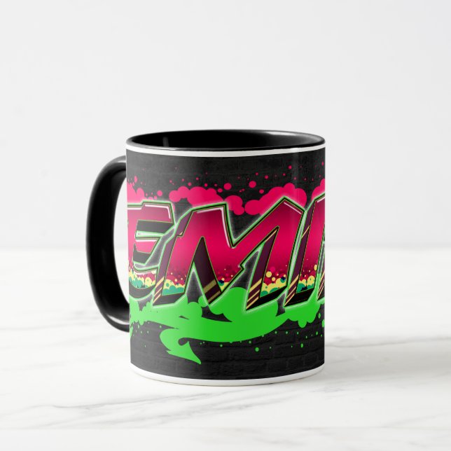 Caneca Emily Vorname Name Graffiti red green Tasse (Frente Esquerda)