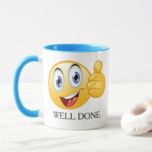 Caneca Emoji Bem Fez Sorrindo Cara Personalizada (Com Donut)