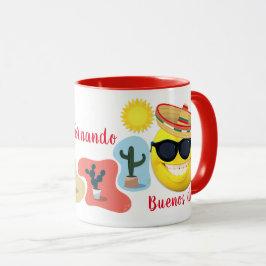 Caneca Emoji mexicano personalizado em Sombrero com cacto
