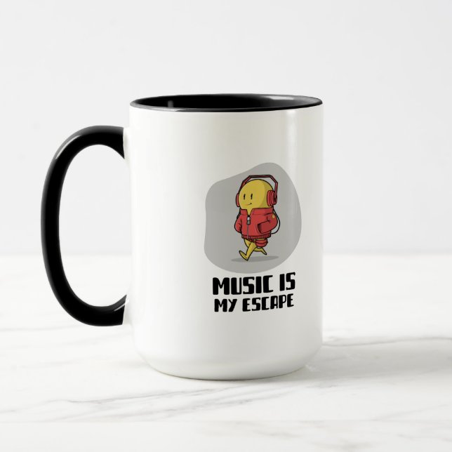 Caneca emoticon sorridente com fones de ouvido (Esquerda)