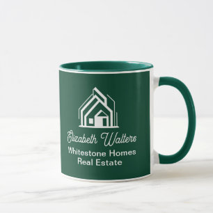 Caneca Empresa de Imóveis Verde Corretor Personalizado