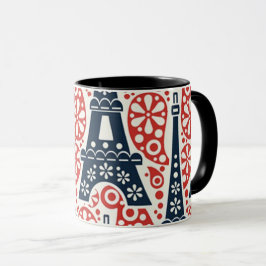 Caneca Enamel Paris Folk Floral Combo