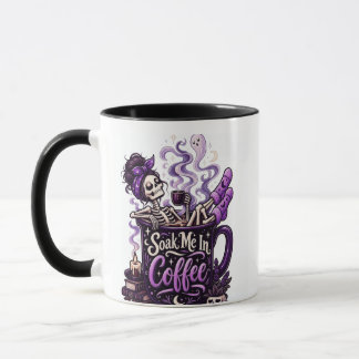 Caneca Encharque-me de Café – Esqueleto Gótico Aconchegan