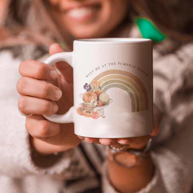 Caneca Encontre-me no Pomar de Abóboras | Arco-íris de Ou (Criador carregado)