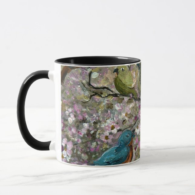 Caneca Encontro de Primavera: Pássaros Cantores Coloridos (Esquerda)