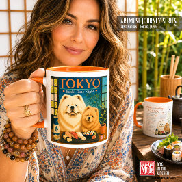 Caneca ENCONTRO DE SUSHI EM TOKYO À NOITE Art Muse -Cho