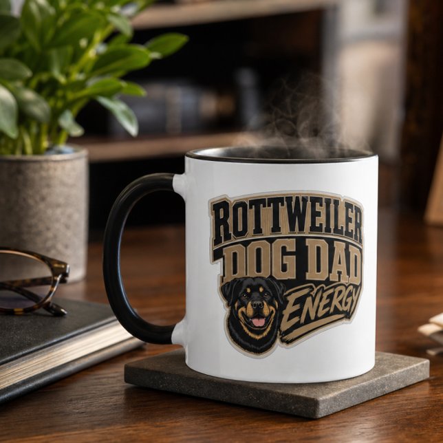 Caneca Energia de Pai de Rottweiler (Rottweiler Dog Dad Energy Mug)