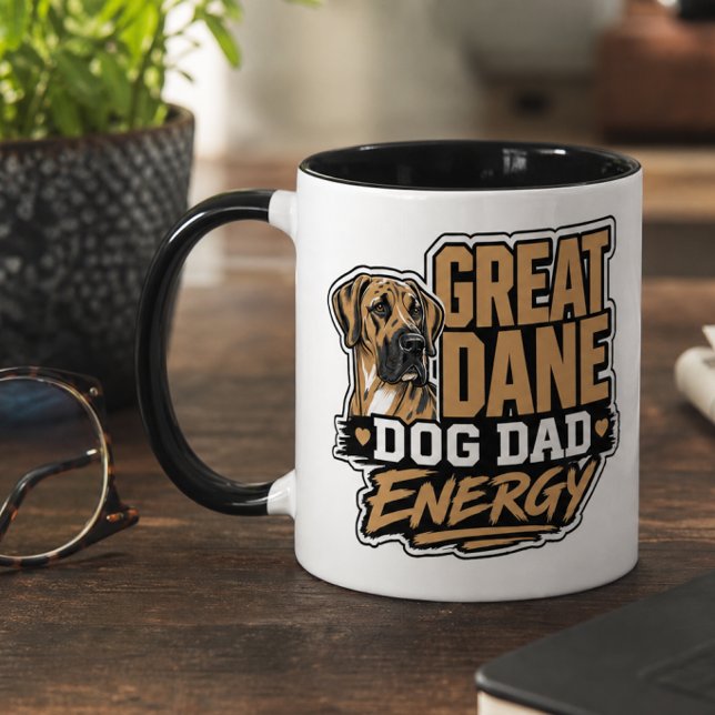Caneca Energia de Papai Cachorro Grande Dinamarquês  (Great Dane Dog Dad Energy Mug)