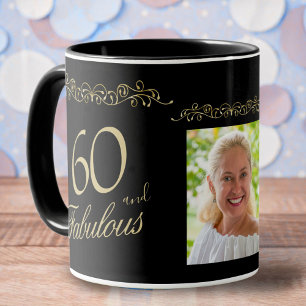 Caneca Enfeite 60 e Fabuloso Foto de Aniversário de 60 an