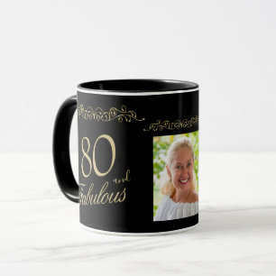 Caneca Enfeite 80 e Fabuloso Foto de Aniversário de 80 an