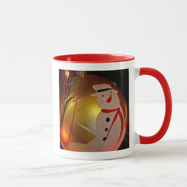 Caneca Enfeite de Natal Homem de Neve Coberta de G (Direita)