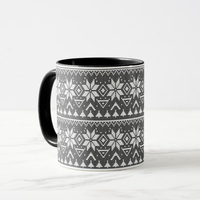 Caneca enfeite de natal nórdico inverno escandinavo norue (Frente Esquerda)
