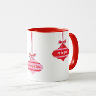 Caneca Enfeite de Natal Vintage Cor Editável Natal