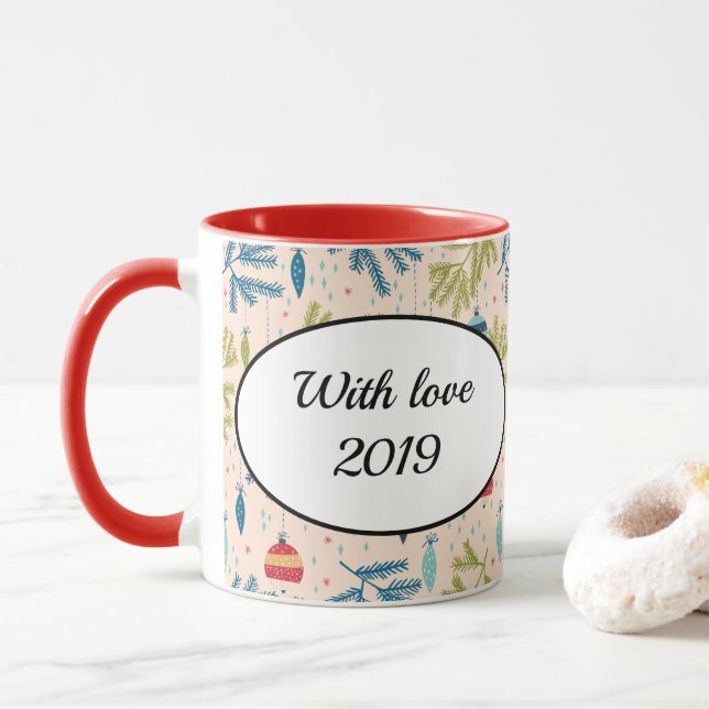 Caneca Enfeites de natal antigos moídos pendurados em árv (Com Donut)
