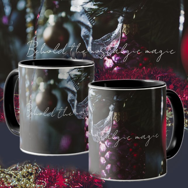 Caneca Enfeites de natal de glamour escuros (Criador carregado)