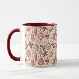 Caneca Enfeites de Natal em Toile Vermelho Chinoiserie