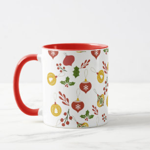 Caneca Enfeites de Natal Folhagens Festivas
