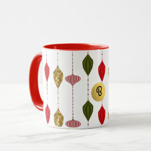 Caneca Enfeites de Natal Glam Vintage Moderno