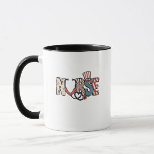 Caneca Enfermeira Americana 4 de julho Patriótica EUA Fla