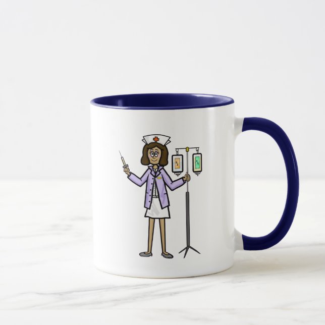 Caneca Enfermeira com Bolsas IV e Seringa (Direita)