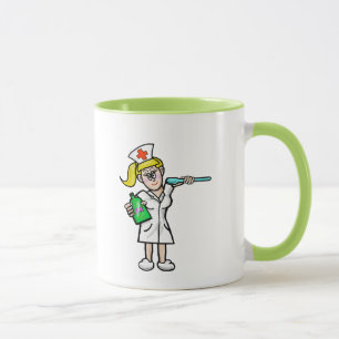 Caneca Enfermeira com colher grande e cápsula de medicam