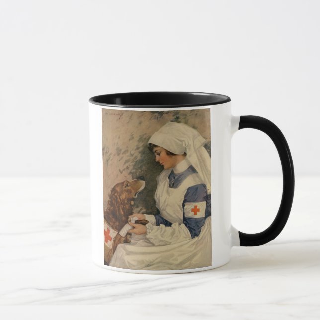 Caneca Enfermeira com vintage 1917 do golden retriever (Direita)