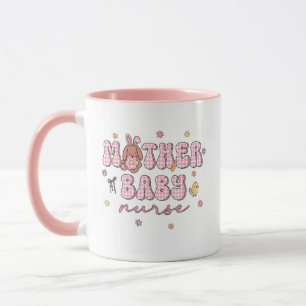 Caneca Enfermeira de Mãe e Bebê Dia de Páscoa MBU Coelhin