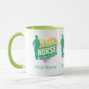 Caneca Enfermeira Design Vintage com Motivo de Batimento 