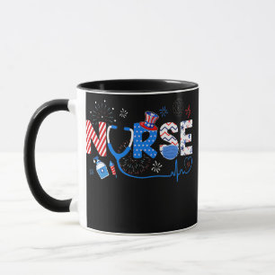 Caneca Enfermeira Patriótica 4 De Julho Bandeira American