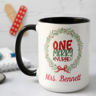 Caneca Enfermeiro Floral Noel de Natal Personalizado Boni