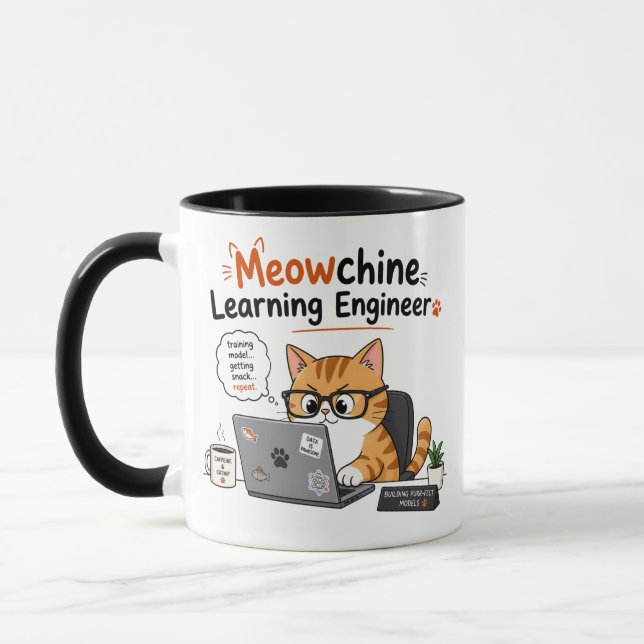 Caneca Engenheiro de Aprendizado de Máquina Gato (Esquerda)