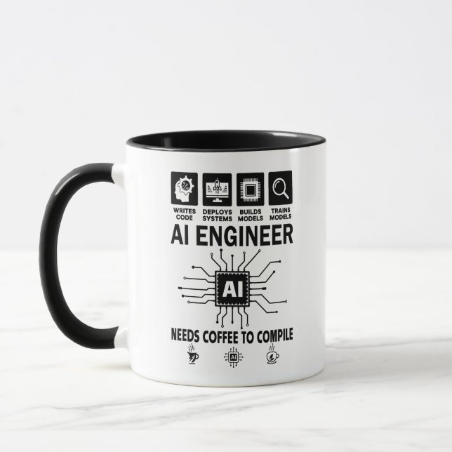 Caneca Engenheiro de IA engraçado Inteligência artificial (Esquerda)