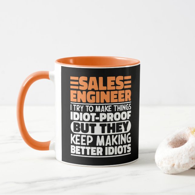 Caneca Engenheiro de Vendas I Tento Fazer as Coisas Engra (Com Donut)