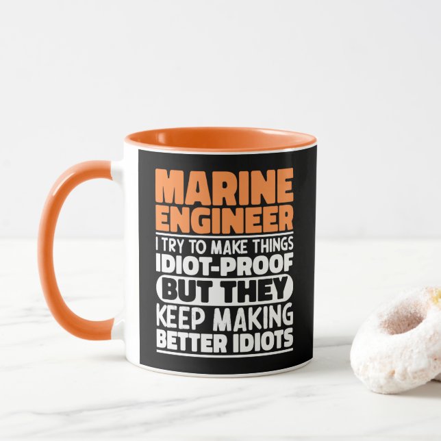 Caneca Engenheiro Marinho Eu Tento Fazer Coisas Engraçada (Com Donut)