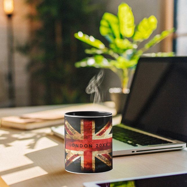Caneca England flag London viagem férias 4 nomes (Criador carregado)