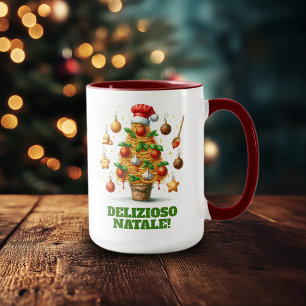 Caneca Engraçada Árvore de Natal Delizioso Natale!