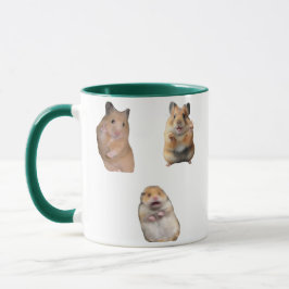 Caneca engraçada com meme do hamster gritando e si