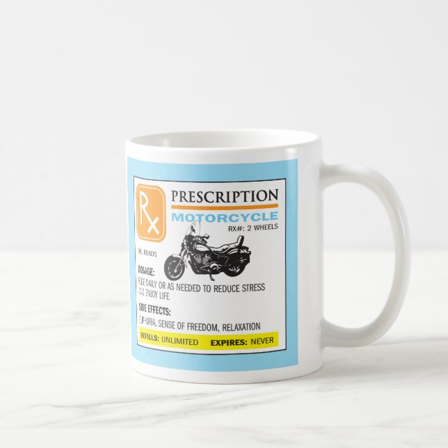 Caneca engraçada da motocicleta da prescrição (Direita)