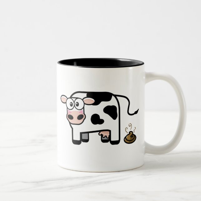 Caneca engraçada da vaca de Pooping (Direita)