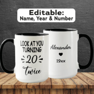 Caneca Engraçada de 40 Anos – Nome e Ano de Nascim