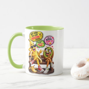 Caneca Engraçada de Banana e Kiwi de Duas Cores