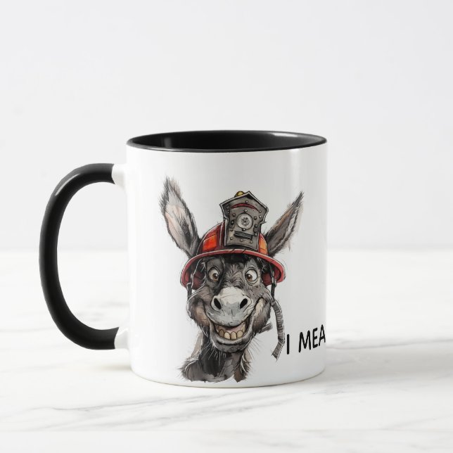 Caneca Engraçada de Bombeiro Burro Idiota Corajoso (Esquerda)
